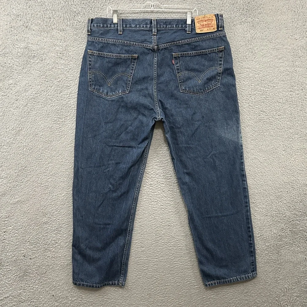 Levis Jeans Mens 42x30 Blue Denim 550 Relaxed Fit Tapered Cotton American Y2K